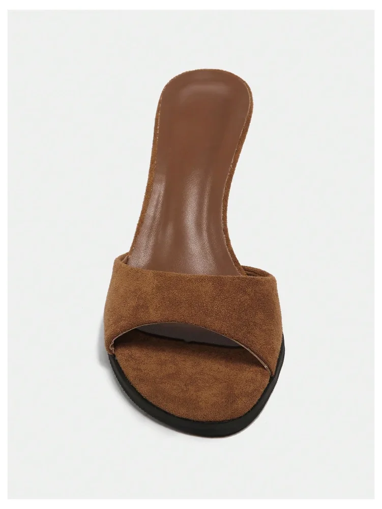 MAKEMECHIC Leather Heeled Square Sandals, view 3