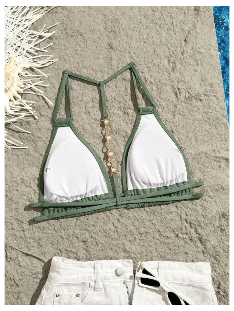MAKEMECHIC Triangle Rhinestone Chain Bikini Set, view 3