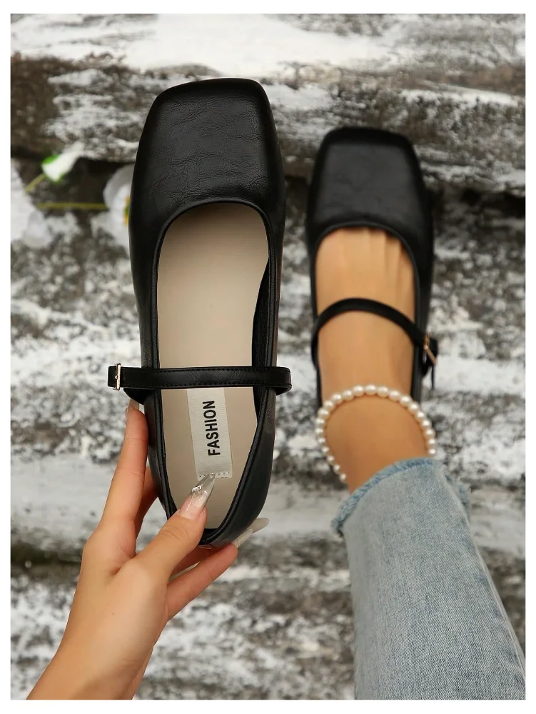 MAKEMECHIC Leather Flat Closed Flats, view 2