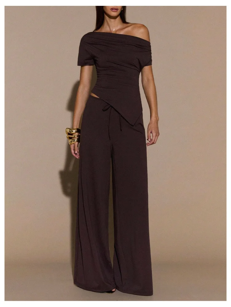 MAKEMECHIC Asymmetrical Pants Set, off-shoulder, view 3