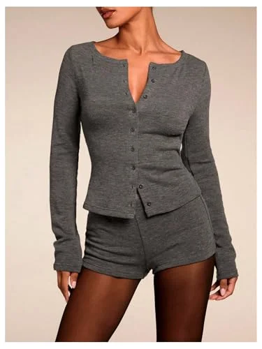 MAKEMECHIC Long Sleeve Micro Shorts Set, view 2