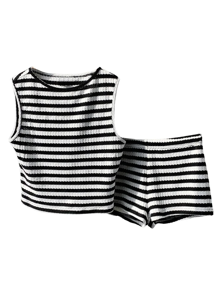 MAKEMECHIC Striped Shorts Set, sleeveless