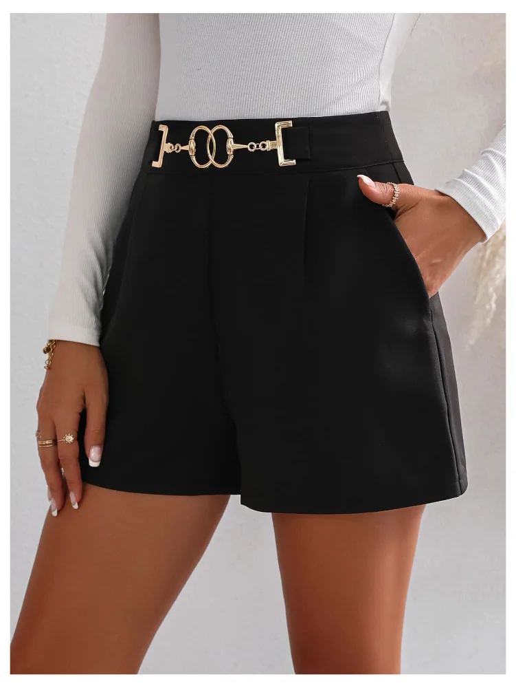MAKEMECHIC High Waisted Chain Mini Shorts, view 2