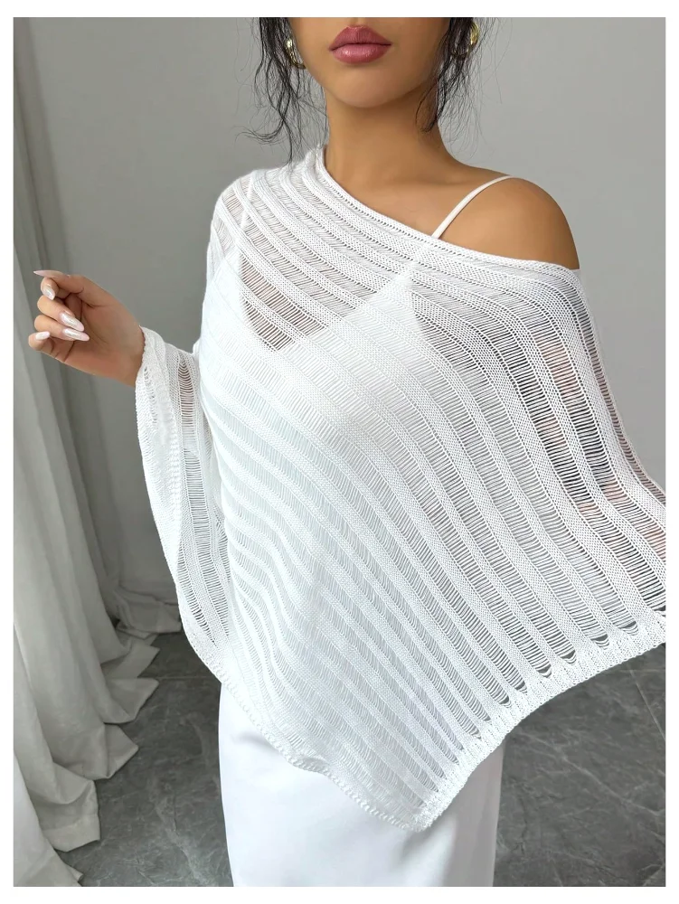 MAKEMECHIC Crochet Sheer Asymmetrical Sweater, view 2