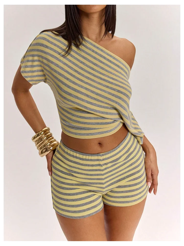 MAKEMECHIC Striped Micro Matching Shorts Set, view 2