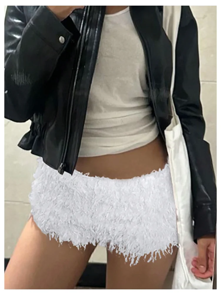 MAKEMECHIC Fuzzy Micro Furry Shorts, view 2