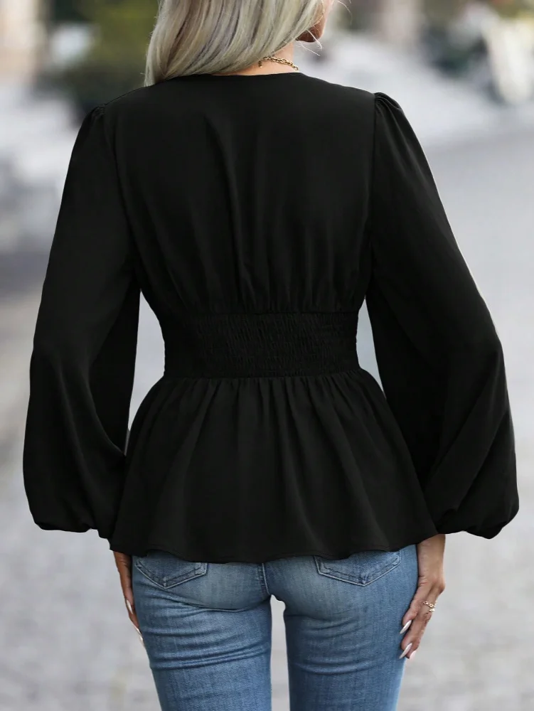 MAKEMECHIC Wrap V-Neck Cinched Blouse, view 2