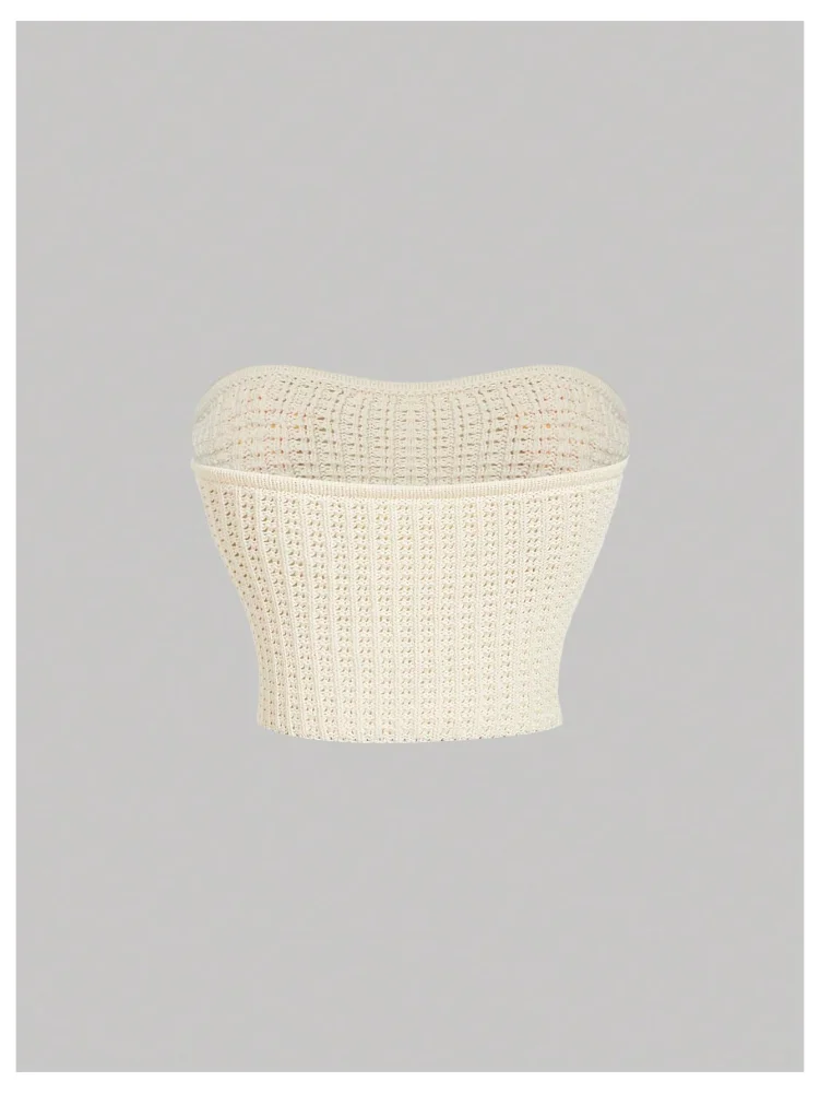 MAKEMECHIC Strapless Crochet Tube Top, view 3