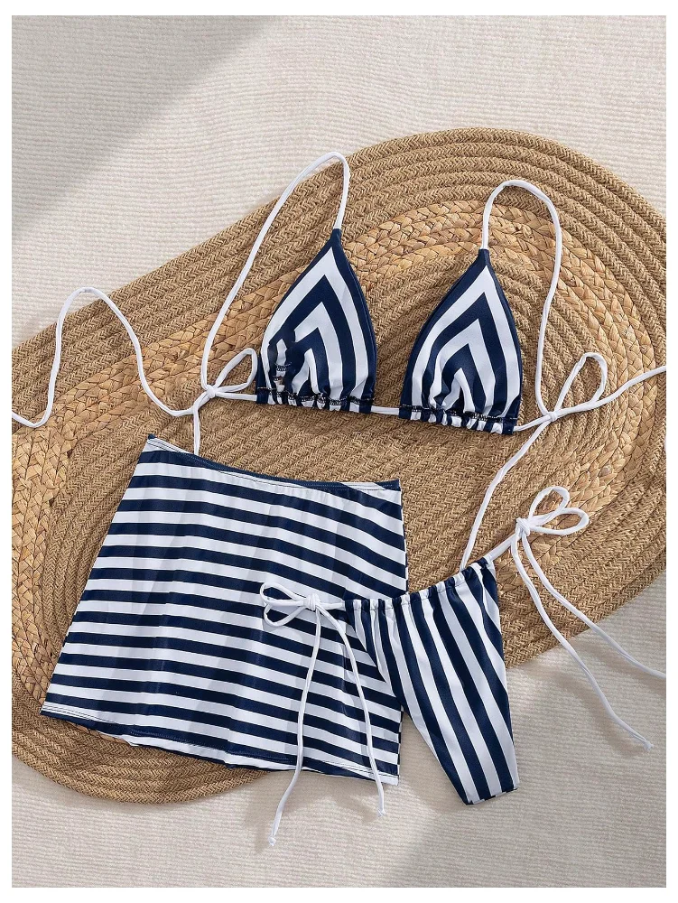 MAKEMECHIC Striped Micro Mini Bikini Set, view 2