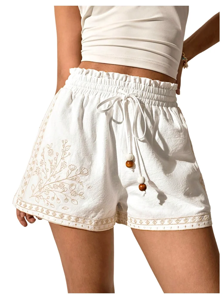 MAKEMECHIC Wide Leg Drawstring High Waist Shorts