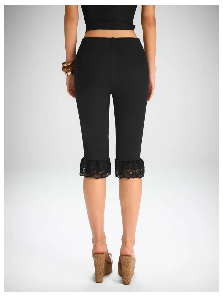 MAKEMECHIC Lace Capri Lace Up Pants, view 2
