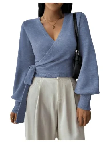 MAKEMECHIC Wrap V-Neck Bishop Cardigan