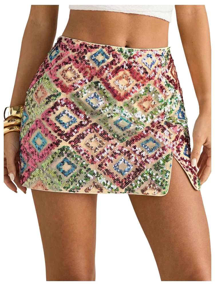 MAKEMECHIC Sparkly Sequin Low Rise Shorts