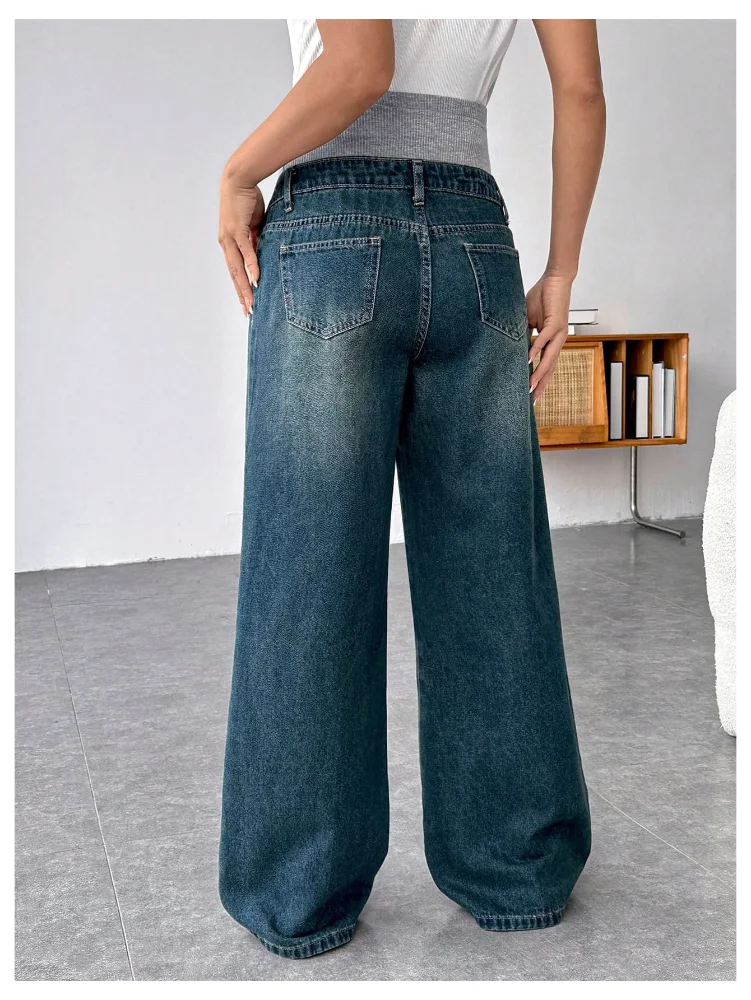 MAKEMECHIC Wide Leg Over The Belly Denim Maternity Jeans, view 2