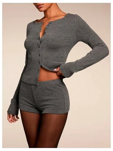 MAKEMECHIC Long Sleeve Micro Shorts Set, view 3