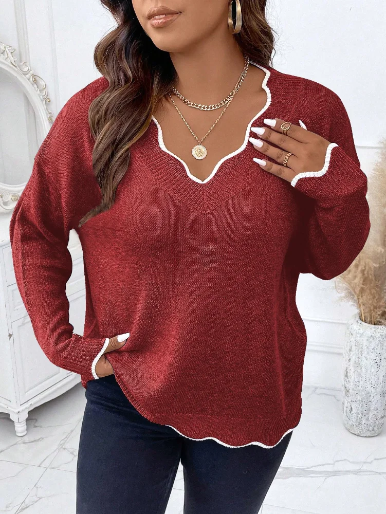 MAKEMECHIC Scalloped Trim Cozy Sweater, view 2