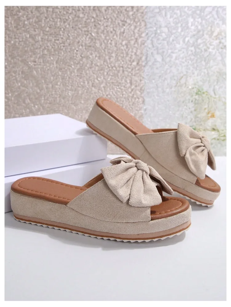 MAKEMECHIC Bow Knot Wedges Sandals, view 2
