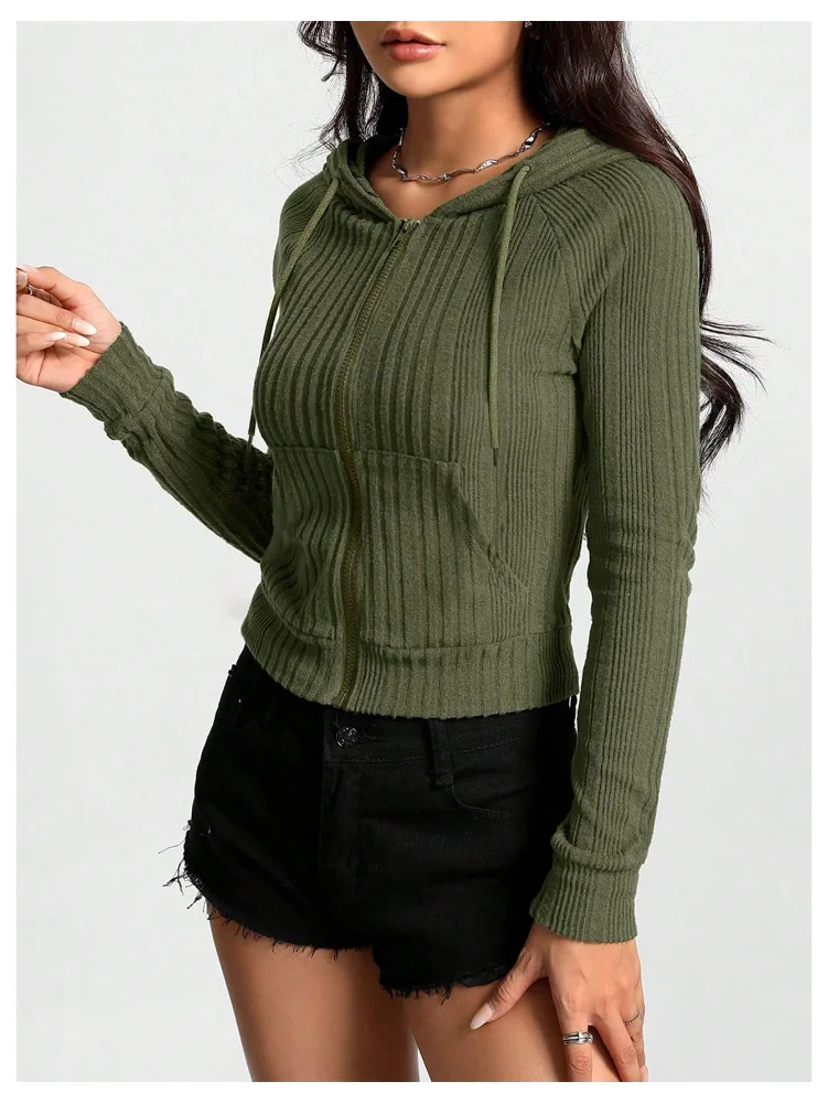 MAKEMECHIC Cropped Zip Up Cardigan, view 3