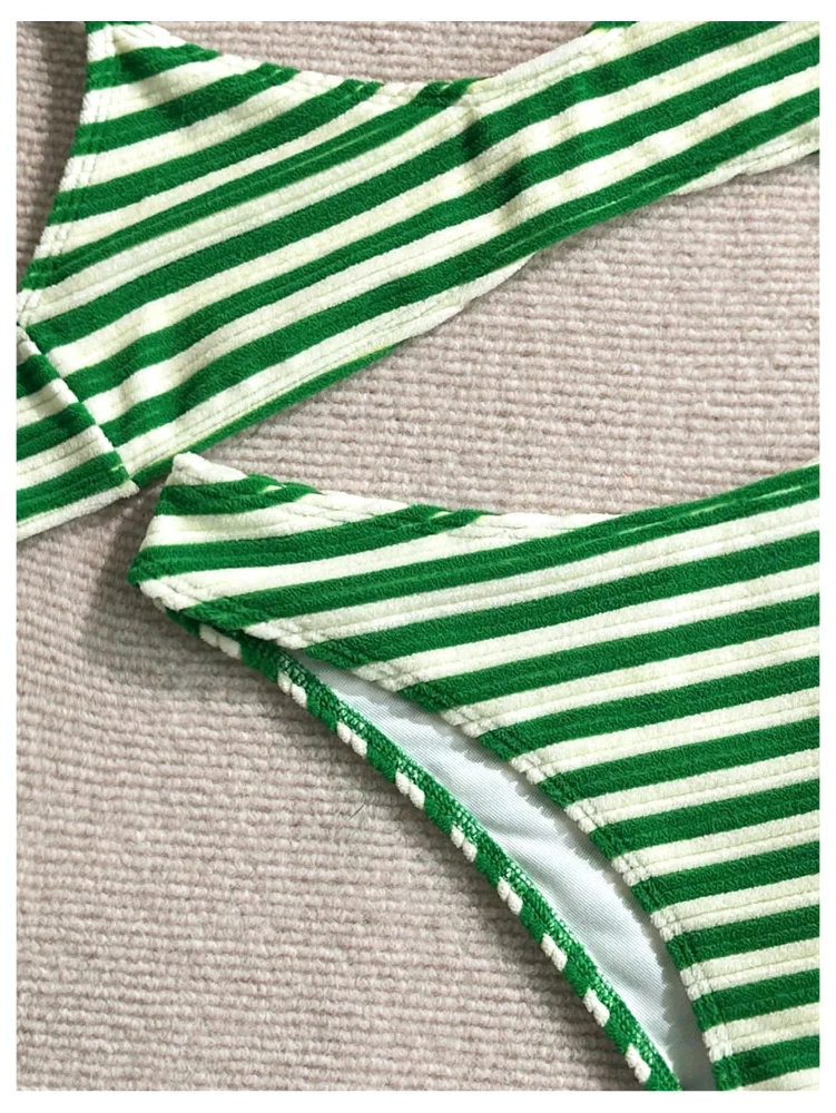 MAKEMECHIC Striped Micro Tie Bikini Set, view 2