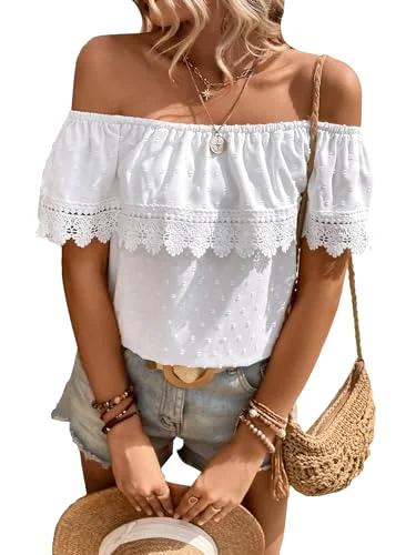 MAKEMECHIC Lace Off The Shoulder Blouse