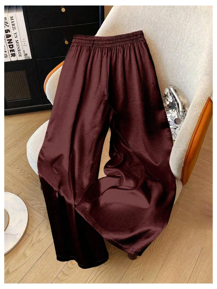 MAKEMECHIC Satin Wide Leg Silk Pants, view 2