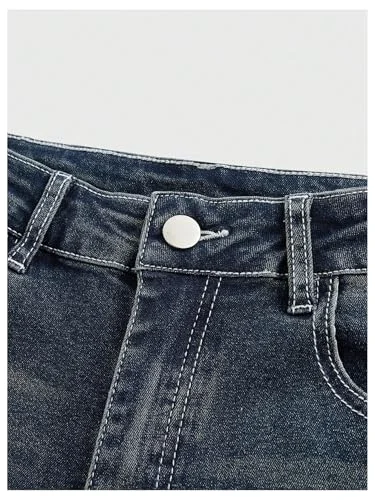 MAKEMECHIC Bell Bottom Stretchy Embroidered Jeans, view 3