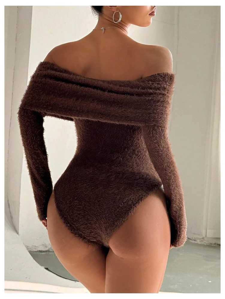 MAKEMECHIC Fuzzy Off The Shoulder Fitted Shapewear, view 2