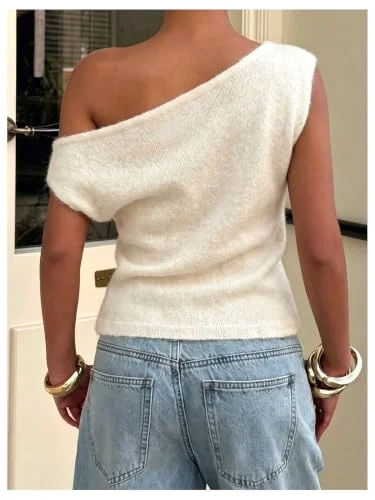 MAKEMECHIC Off The Shoulder Sleeveless Knit Sweater, view 3