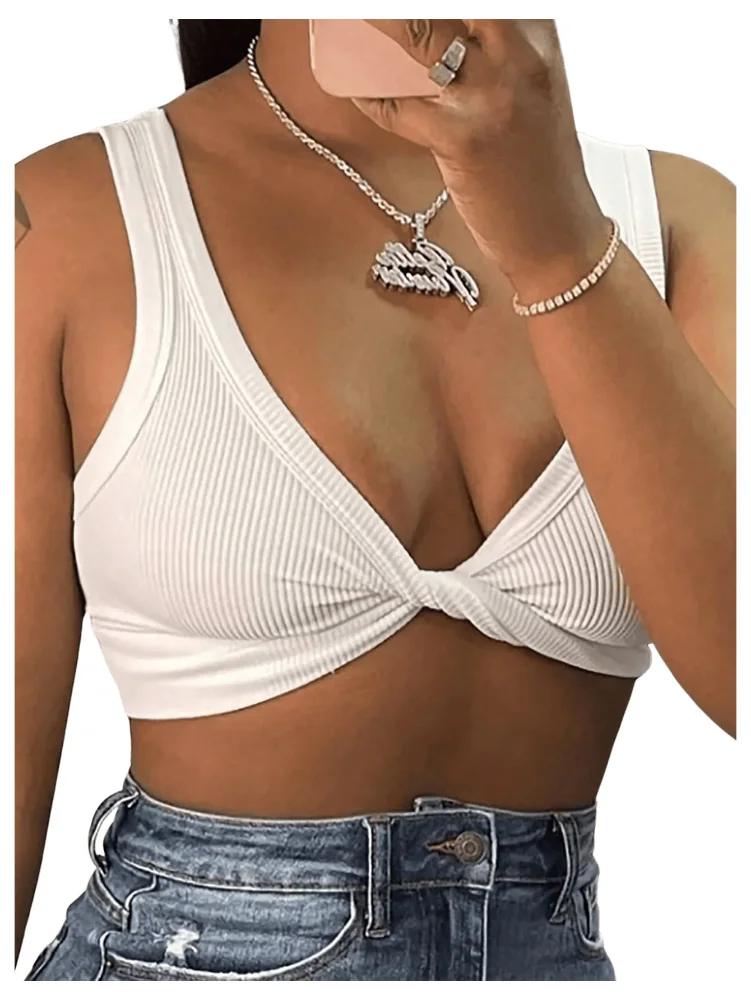 MAKEMECHIC Twist Front Crop Top