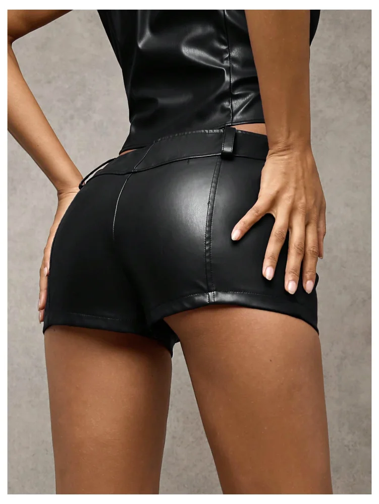 MAKEMECHIC Leather Micro Mini Shorts, view 3