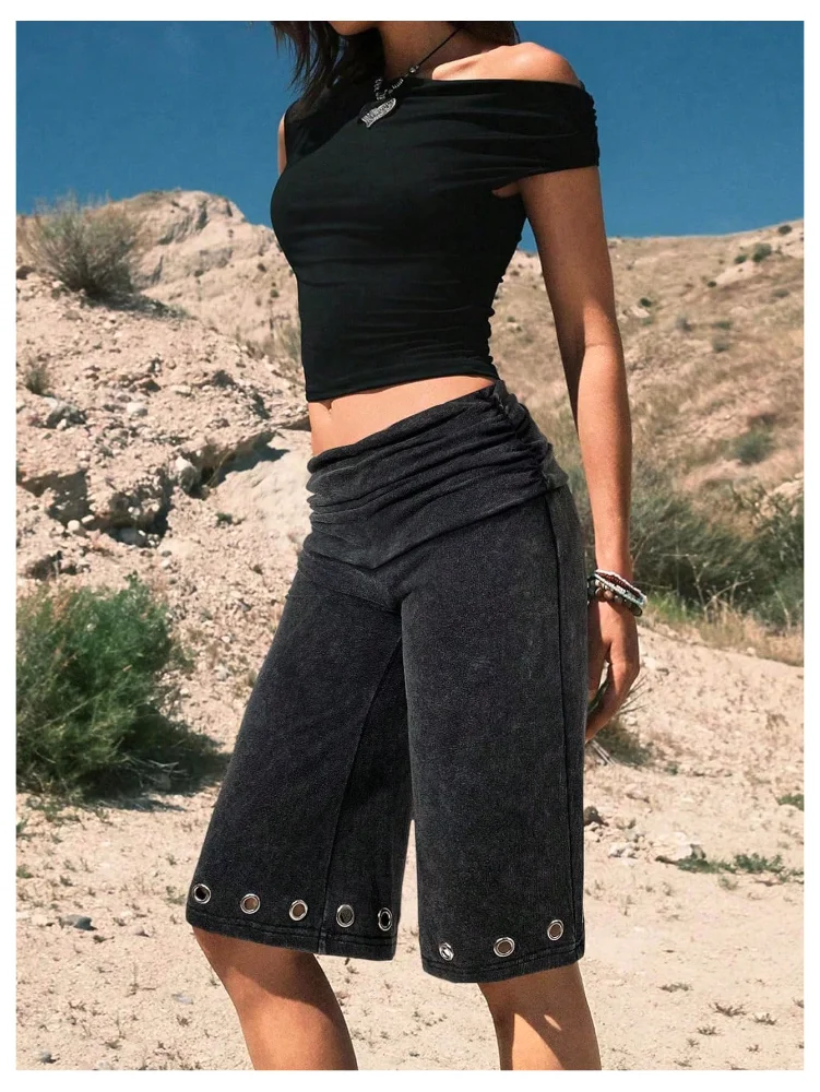 MAKEMECHIC Wide Leg Bermuder Fold Shorts, view 3