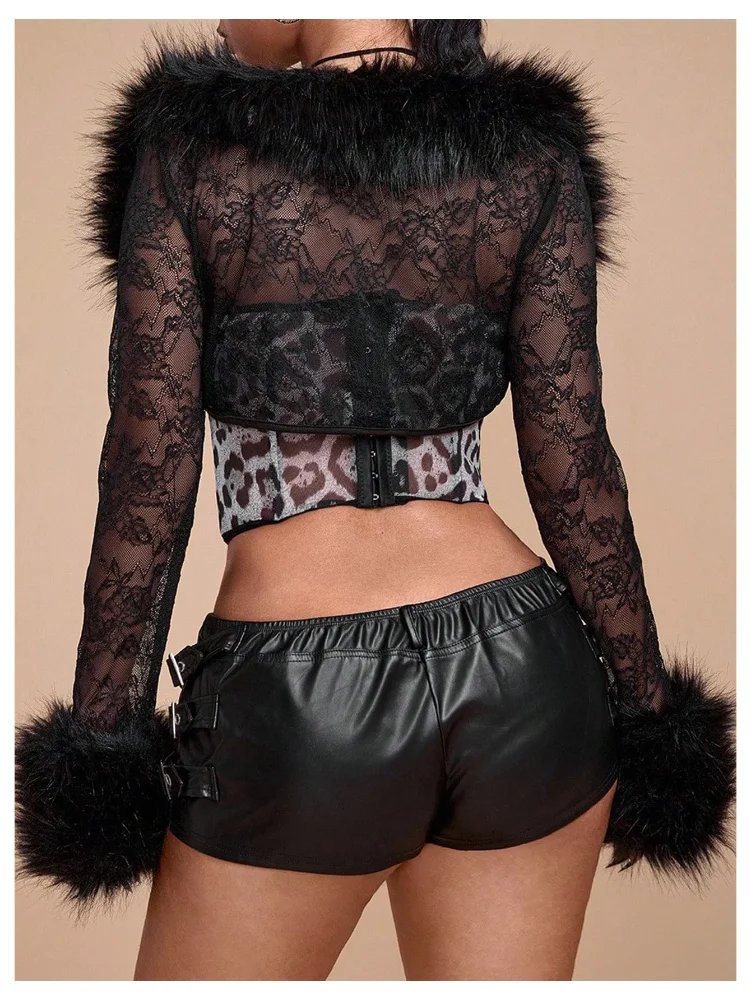 MAKEMECHIC Fuzzy Lace Sheer Cardigan, view 3
