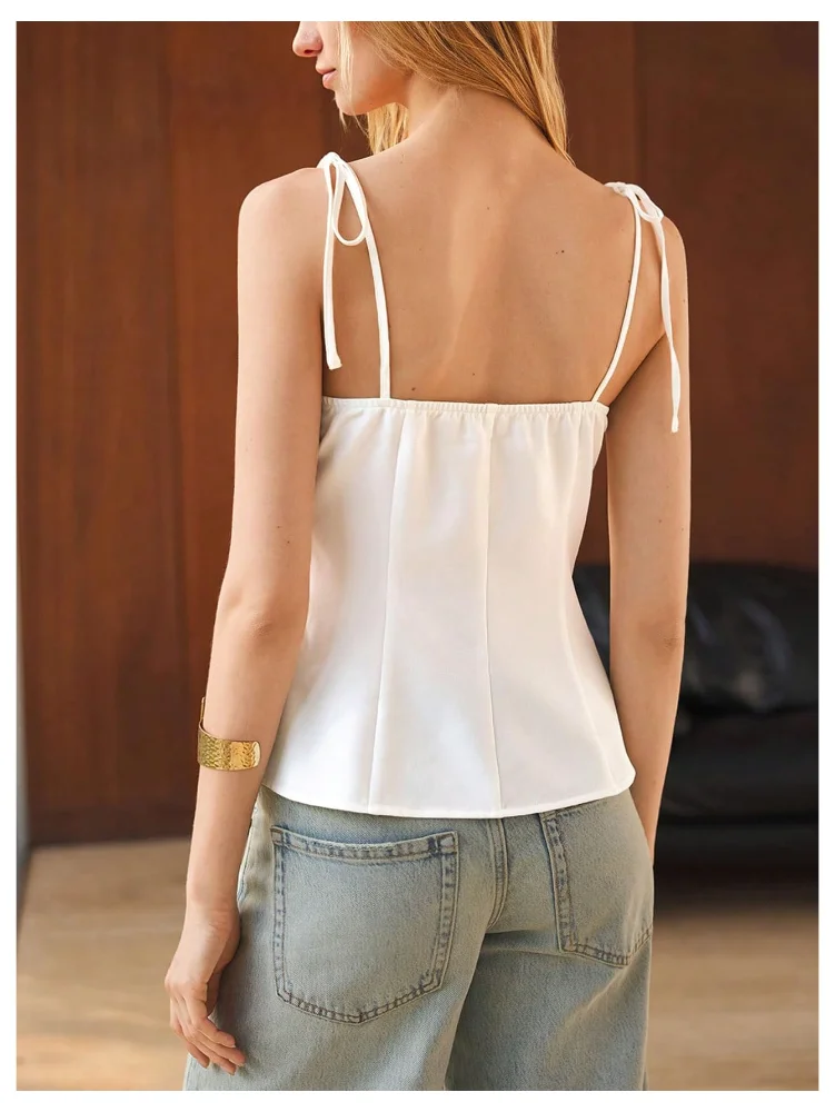 MAKEMECHIC Square Neck Babydoll Tie Tank Top, view 3