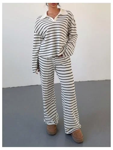 MAKEMECHIC Striped Matching Lounge Set, view 3