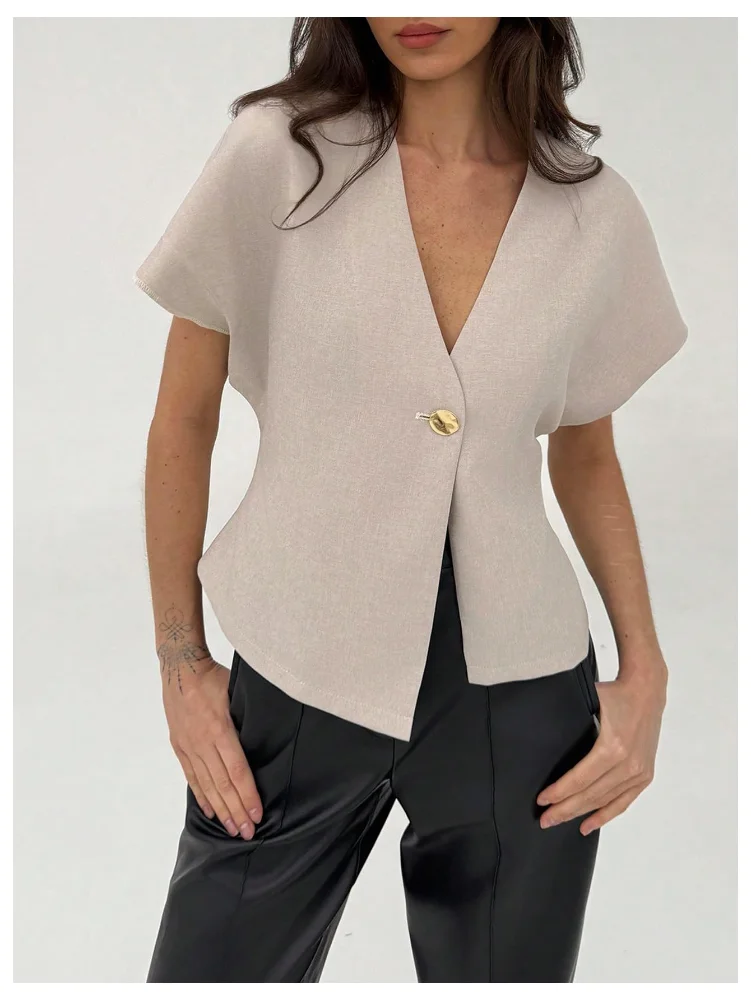 MAKEMECHIC V-Neck Blazer Single Jacket, view 3