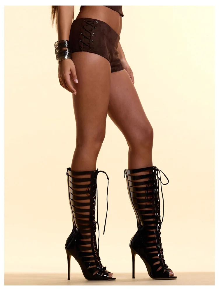 MAKEMECHIC Leather Suede Micro Shorts, view 3