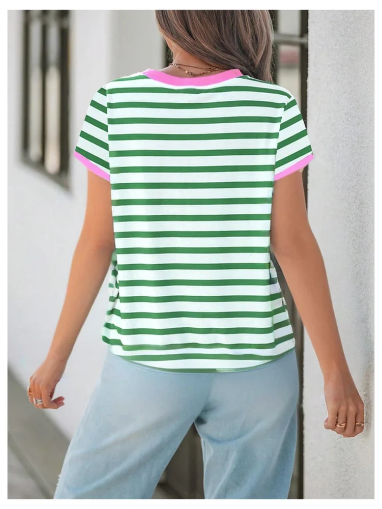 MAKEMECHIC Striped Crewneck Blouse, view 3