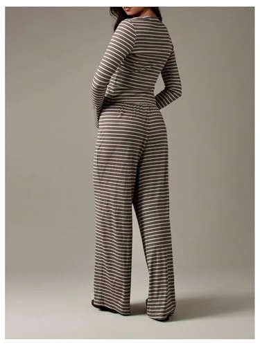 MAKEMECHIC Striped Button Down Pants Set, view 2