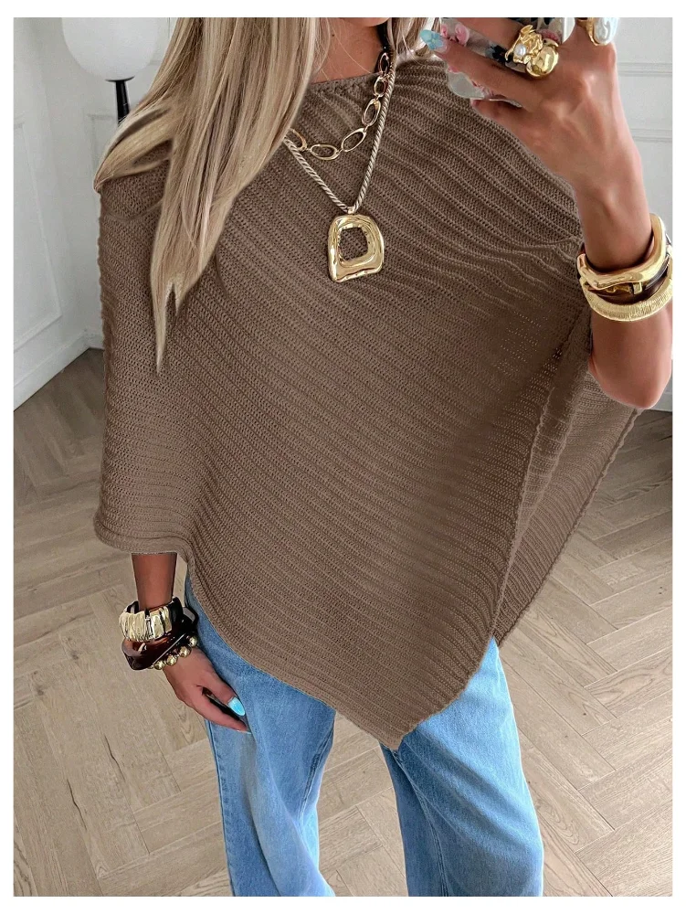 MAKEMECHIC Cape Asymmetrical Rib Sweater, view 2