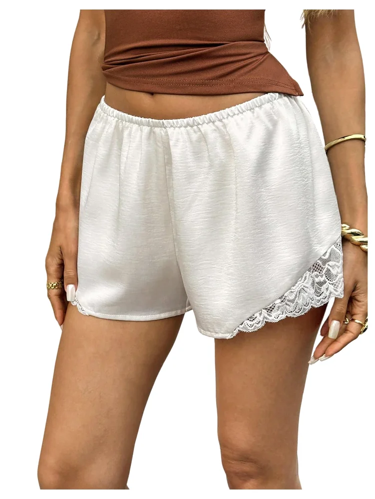 MAKEMECHIC Satin Lace Low Waisted Shorts