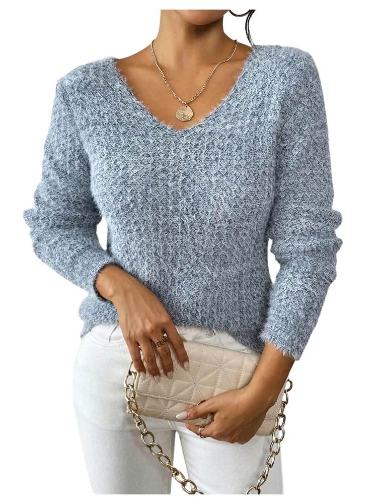 MAKEMECHIC V-Neck Long Sleeve Knitted Sweater