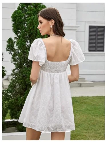 MAKEMECHIC Ruffle Flutter Sleeve V-Neck Mini Dress, view 2