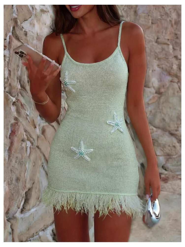 MAKEMECHIC Starfish Mini Fringe Beach Cover-Up, view 3