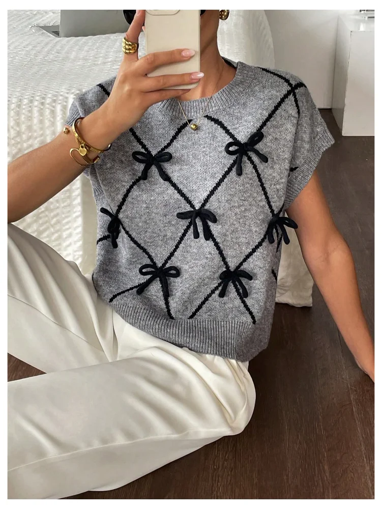 MAKEMECHIC Short Sleeve Crew Neck Sweater, view 3