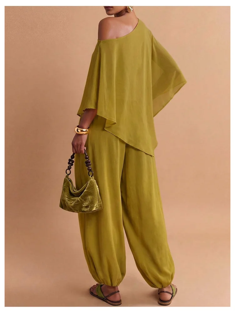 MAKEMECHIC Off The Shoulder Harem Pants Set, view 2