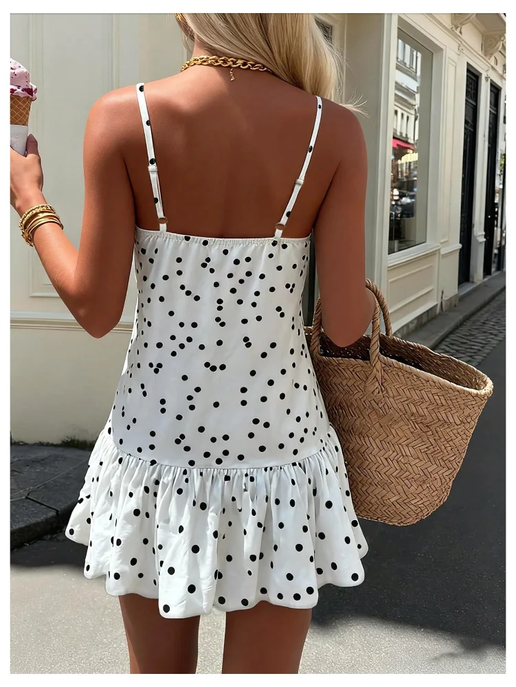 MAKEMECHIC Polka Dot Ruffle Bubble Dress, view 2