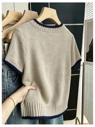 MAKEMECHIC Ringer Short Sleeve Knit Sweater, view 2