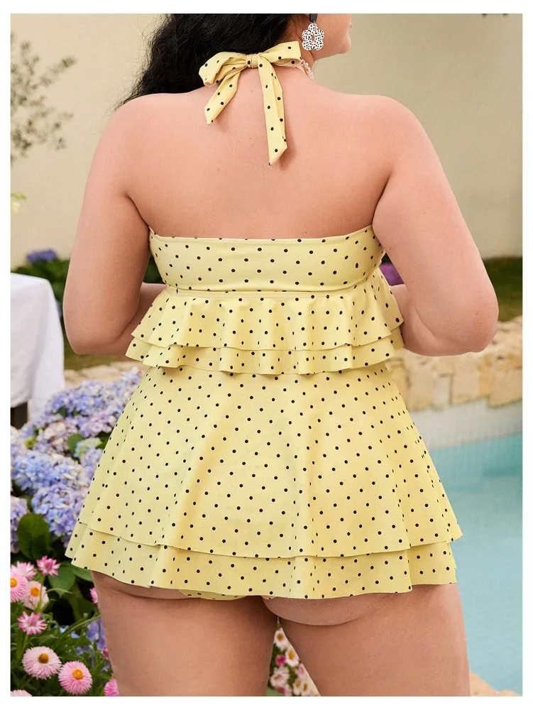 MAKEMECHIC Polka Dot Tankini, v-neck, view 3