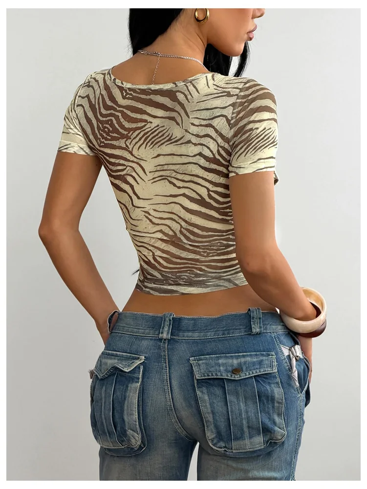 MAKEMECHIC Zebra Print Mesh Shirt, view 3