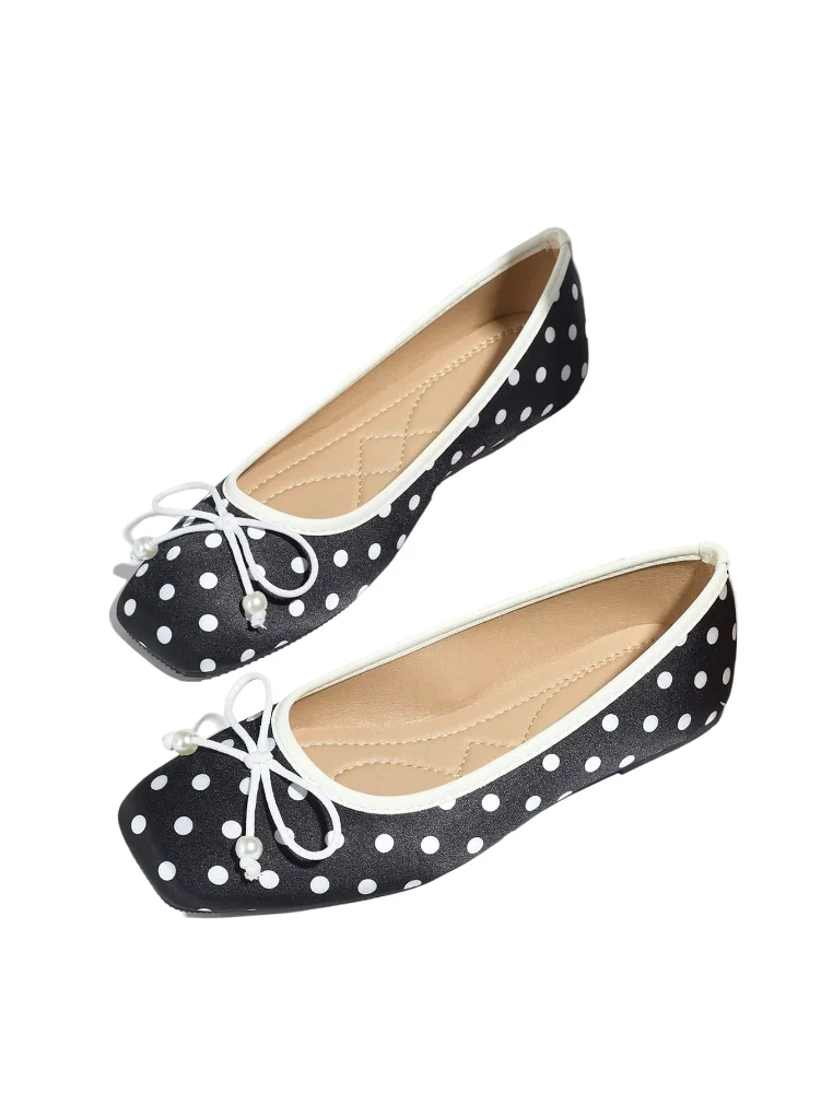 MAKEMECHIC Bow Knot Polka Dot Flats